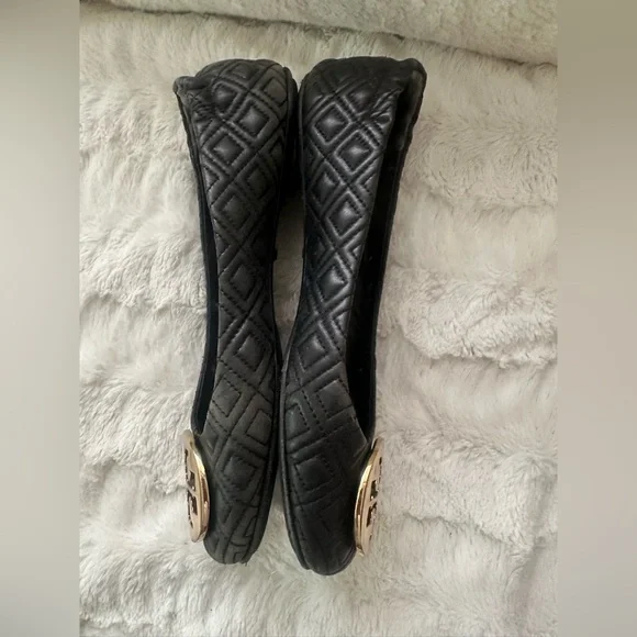 Tory Burch Black Quilted Ballet Flats Size 9 - Picture 2 of 6